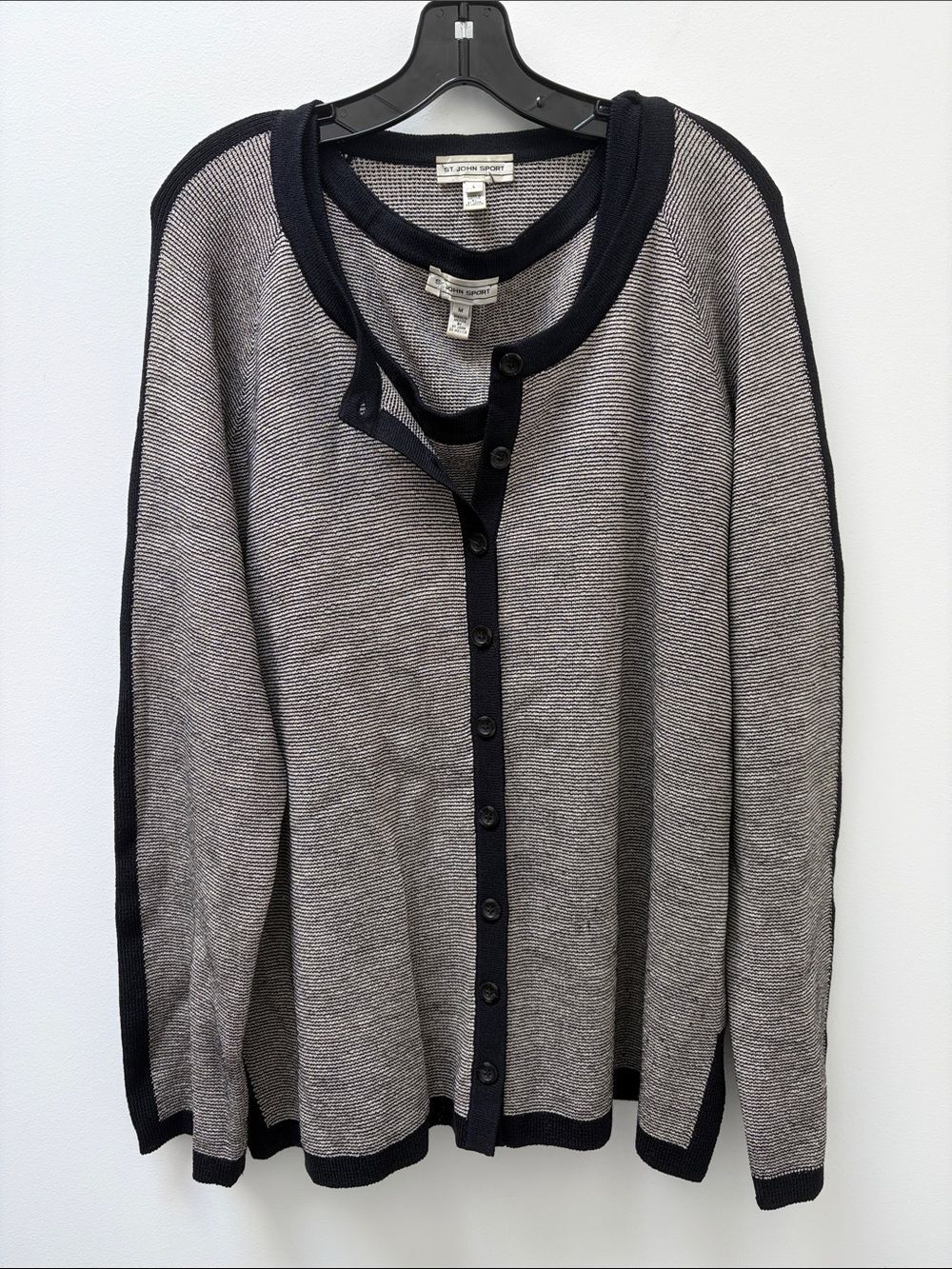 St. John Sport Vintage Santana Knit Sweater Twin Set (Tank and Cardigan) 2-Pc